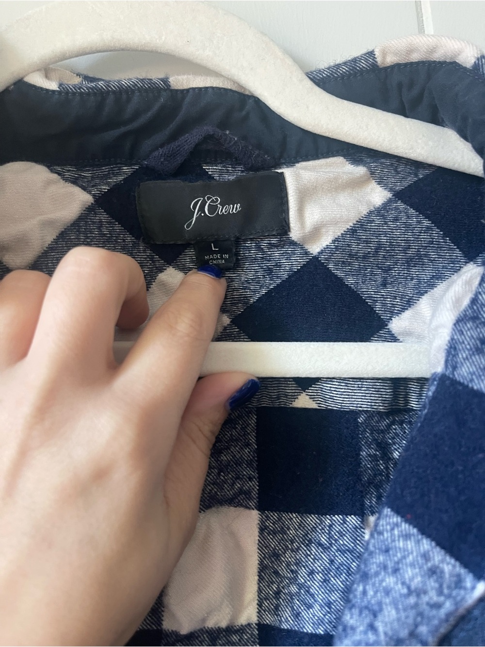 J. Crew Navy and White Plaid Button-Front Shacket - Picture 2 of 2